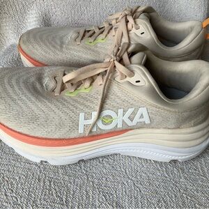 Hoka Women's Cream and Orange Sneakers